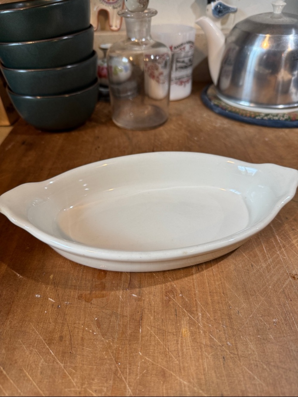 White Ceramic Oval Au Gratin serving Dish